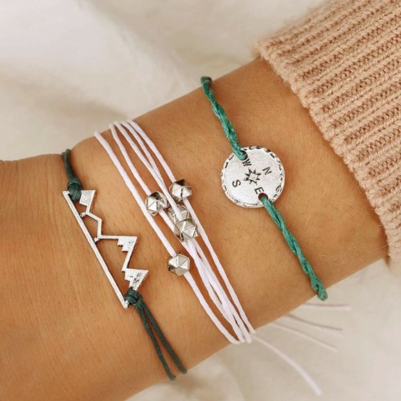 NEW 3pcs Adjustable Friendship Strand Bracelet Set - Picture 3 of 4